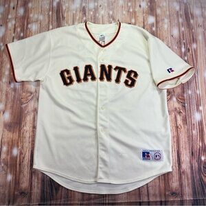 Vintage Russell San Francisco Giants Barry Bonds #25 Cream Jersey Size Large